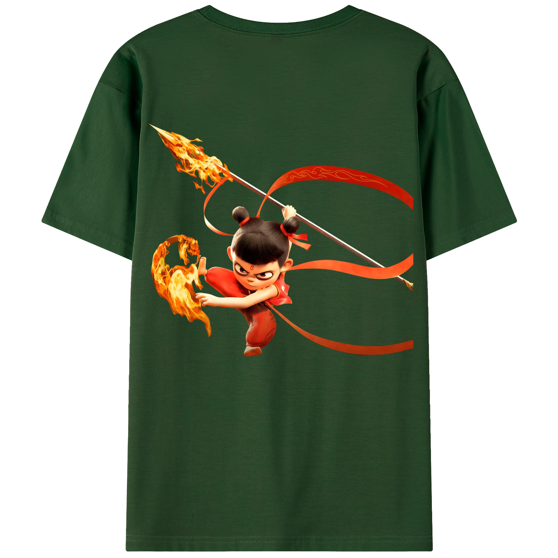 （画像用） Ne Zha 2 ナタ 魔童の大暴れ 綿100％半袖Tシャツ（背面プリント）